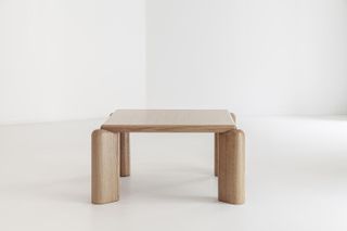 Low wooden table with chunky profiles
