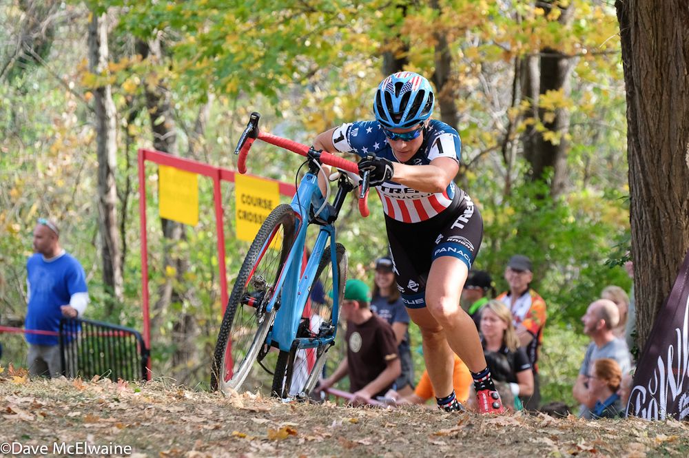 Katie Compton (Trek Panache) leading the race on the second lap