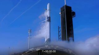 A SpaceX Falcon 9 rocket carrying 60 Starlink satellites aborts its launch at the last second at Pad 39A of NASA's Kennedy Space Center on March 15, 2020.
