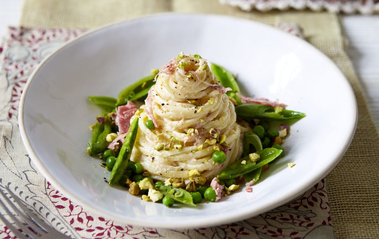 Pea and Ham Linguine