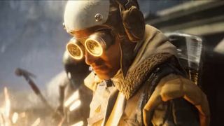 Arc Raiders character using welding torch in thick glasses