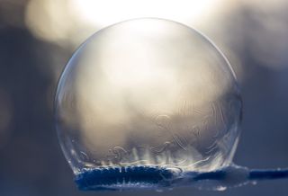 Even soapy bubbles will freeze when it's cold enough outside.