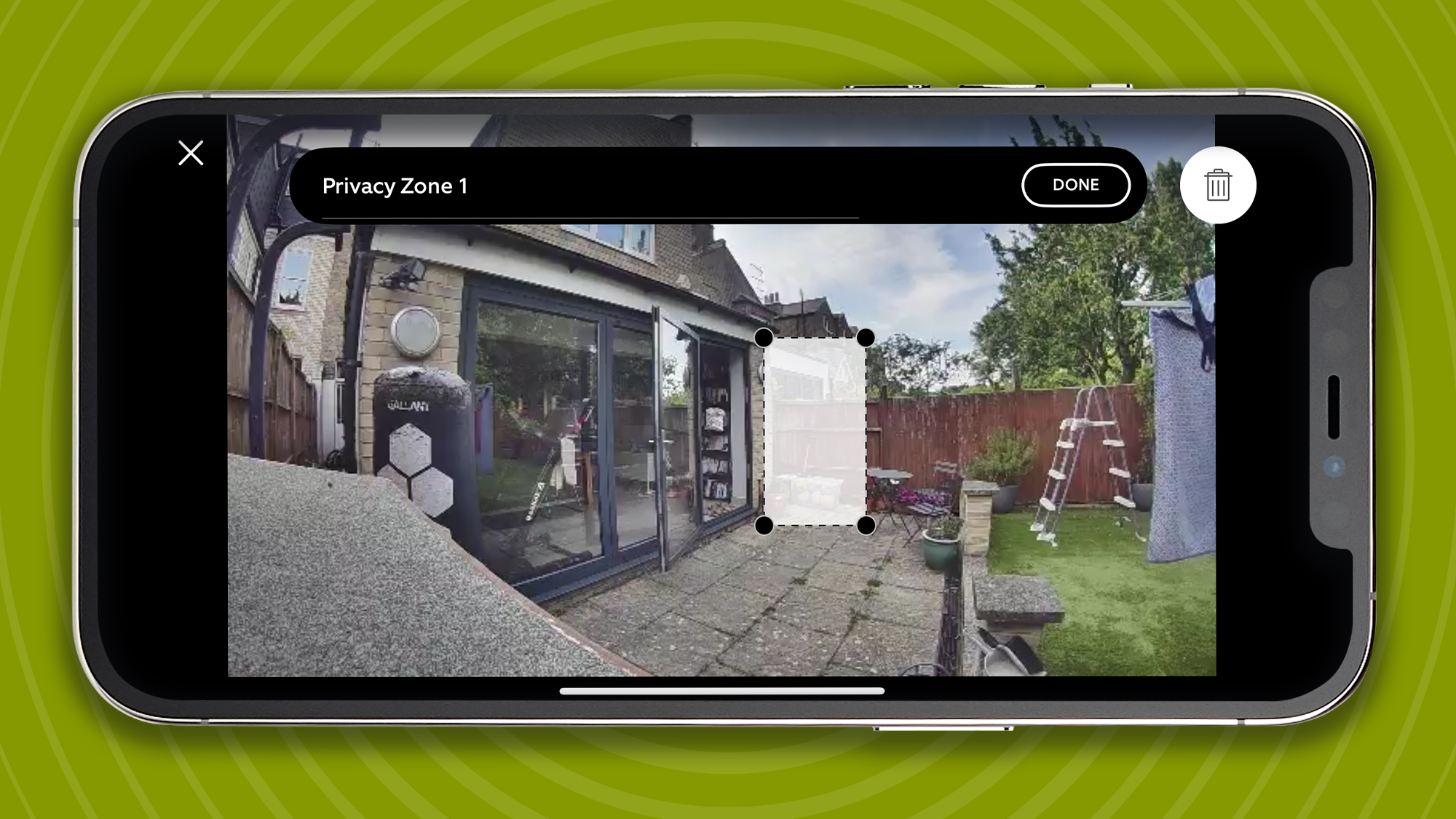 Footage from Ring Outdoor Camera Plus on iPhone screen