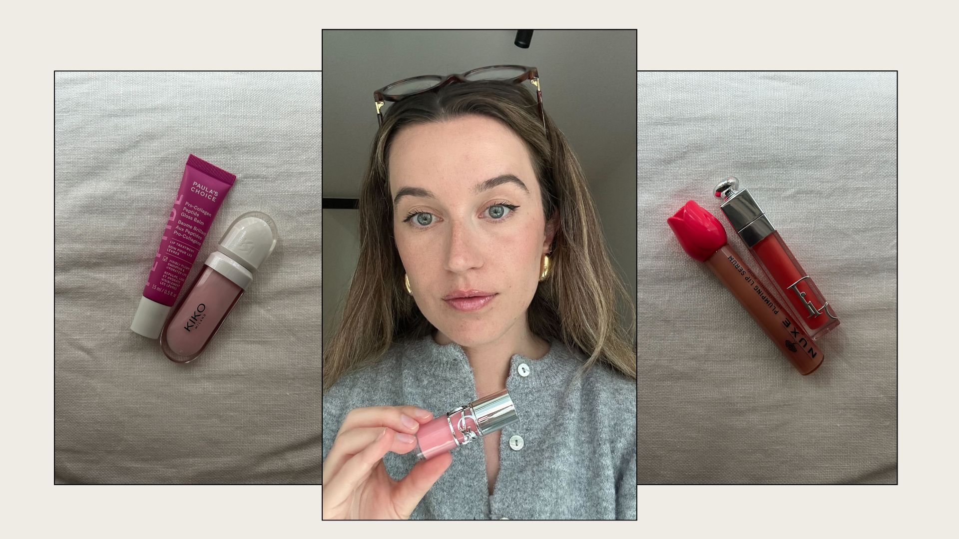 Junior beauty editor Grace Lindsay testing lip plumpers
