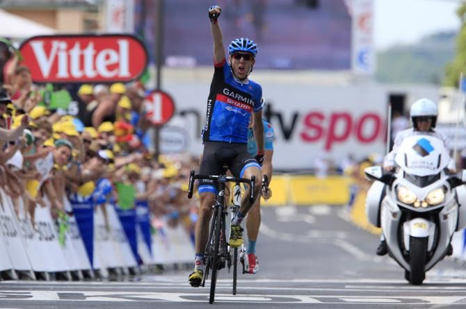Daniel Martin (Garmin-Sharp) outsprinted Jakob Fuglsang (Astana) to win stage 9 in Bagn&egrave;res-de-Bigorre