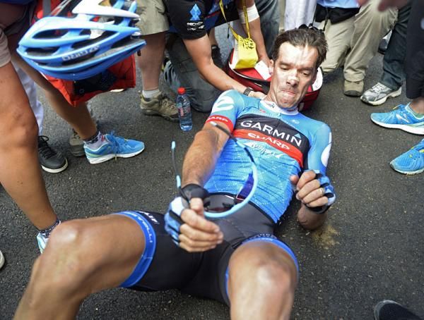 David Millar (Garmin - Sharp) recovers after his win