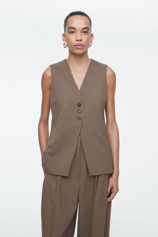 Longline Tailored Twill Waistcoat