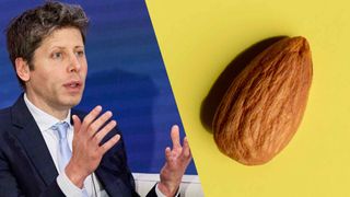 Sam Altman next to an almond