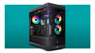 iBuyPower Y40 gaming PC with AMD Radeon RX 7900 XT graphics card on a blue background