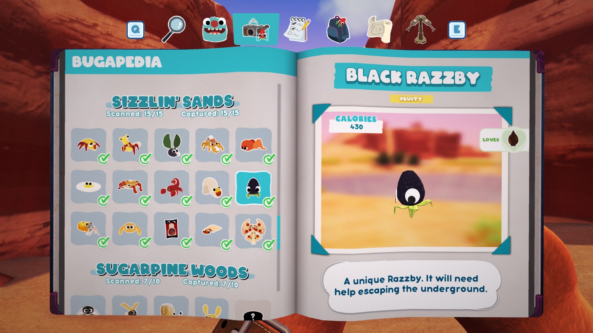 Bugsnax Bugapedia: Black Razzby