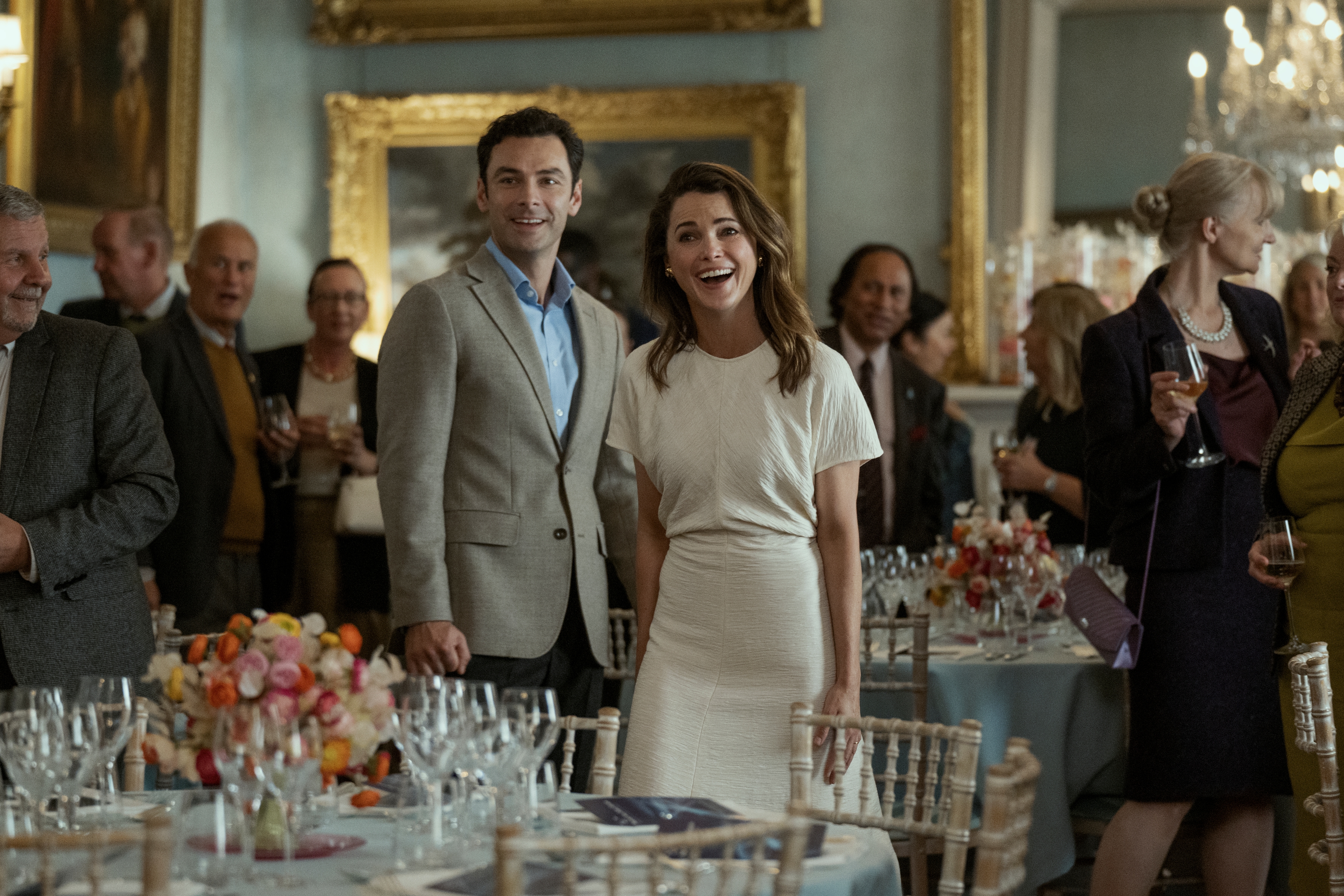 The Diplomat. (L to R) Aidan Turner as Callum Ellis, Keri Russell as Kate Wyler in episode 305 of The Diplomat. Cr. Liam Daniel/Netflix &amp;copy; 2025