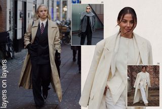 A collage of women in Copenhagen wearing layers on layers.