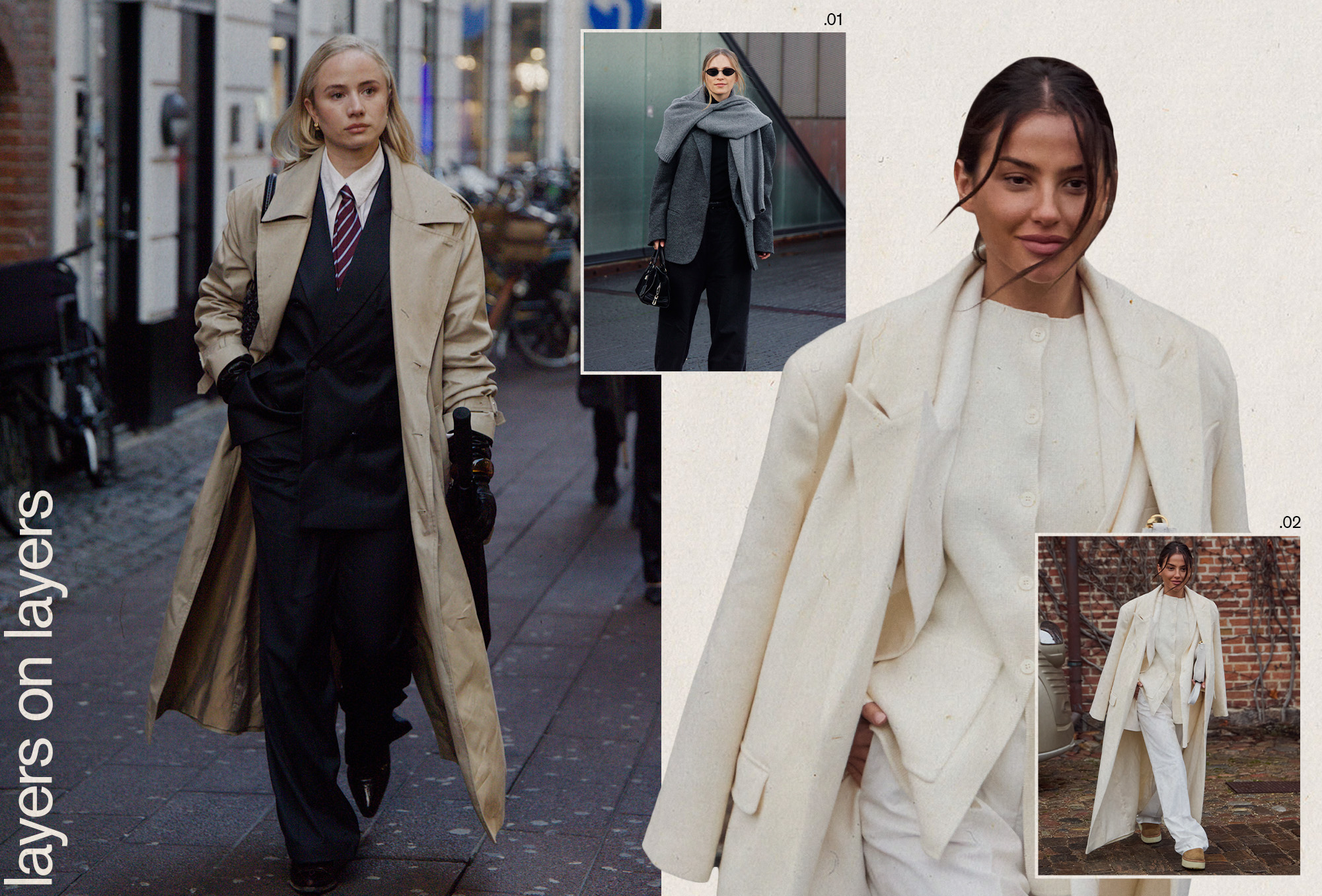 A collage of women in copenhagen wearing layers on layers