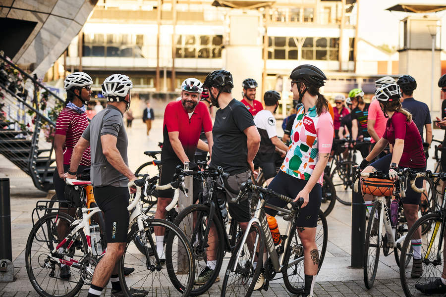 Group of cyclists get together in Bristol ahead of a group ride