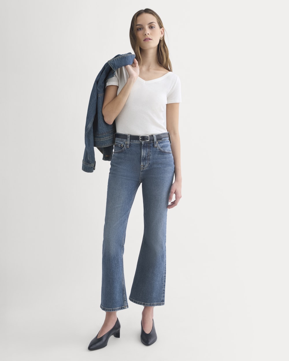High-Rise Kick Flare Jean | Washed Indigo - 23