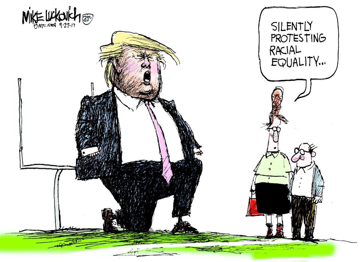 Political Cartoon Us Trump Nfl Kneeling Protest Race Inequality The Week 