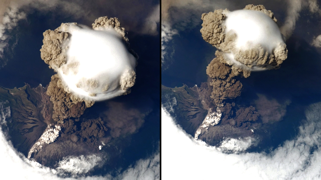 sarychev, volcanic eruption, photos from space
