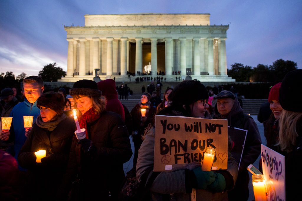 Protesters demonstrate against President Trump&amp;#039;s immigration order