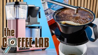 a side-by-side image of the moccamaster and the moccamaster cup one with the coffee lab logo