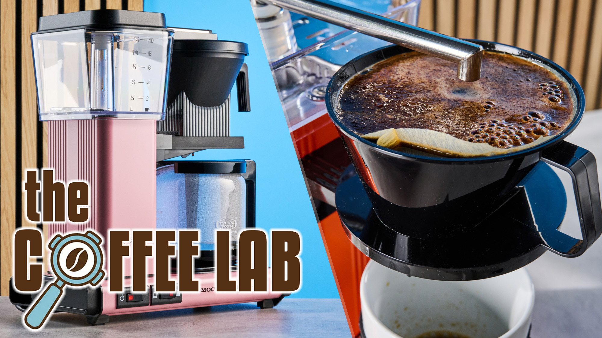 a side-by-side image of the moccamaster and the moccamaster cup one with the coffee lab logo