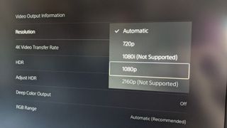 PlayStation 5 video options