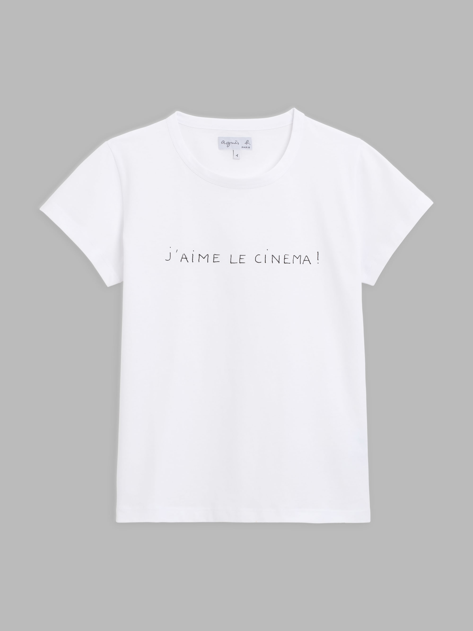 White Cotton Brando T-Shirt With &amp;quot;j&#039;aime Le Cinema&amp;quot; (i Love Cinema) Print