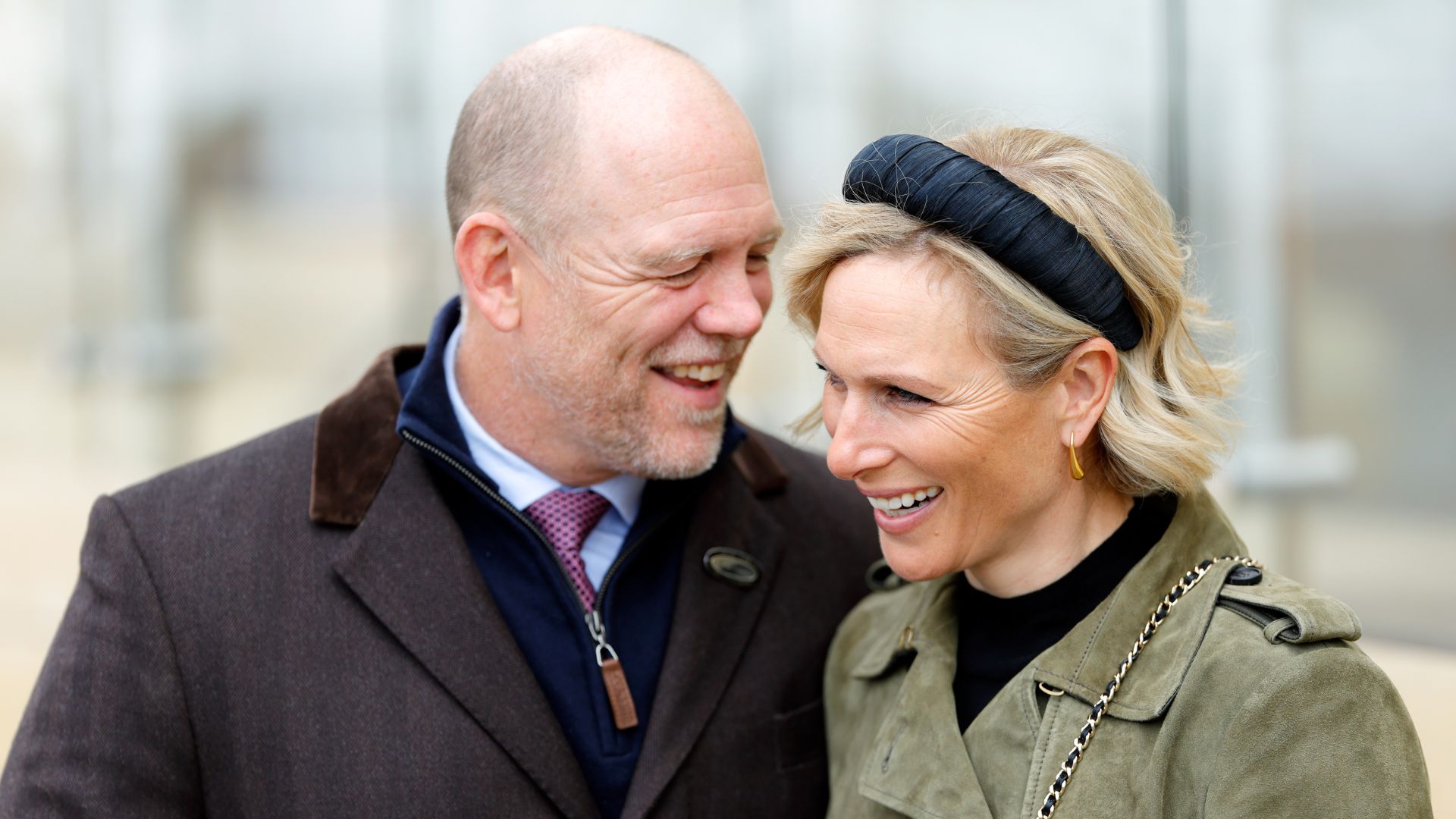 Mike Tindall and Zara Tindall attend day 2 of the April Meeting at Cheltenham Racecourse on April 18, 2024