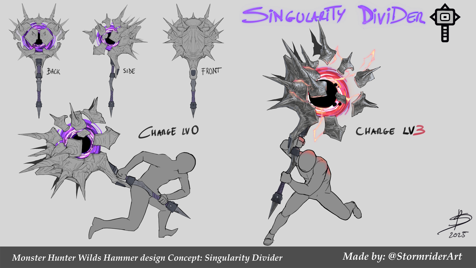 Monster Hunter Wilds fan design hammer black hole