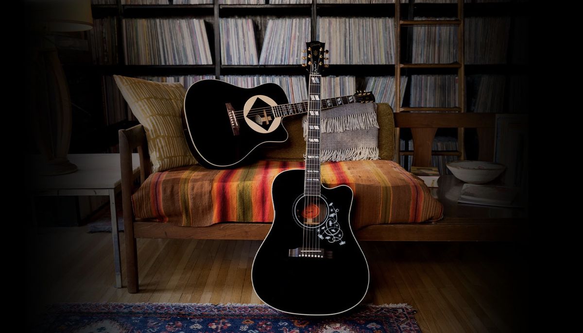 Jerry Cantrell&#039;s new signature Gibson Atone (left) and Fire Devil acoustic guitars