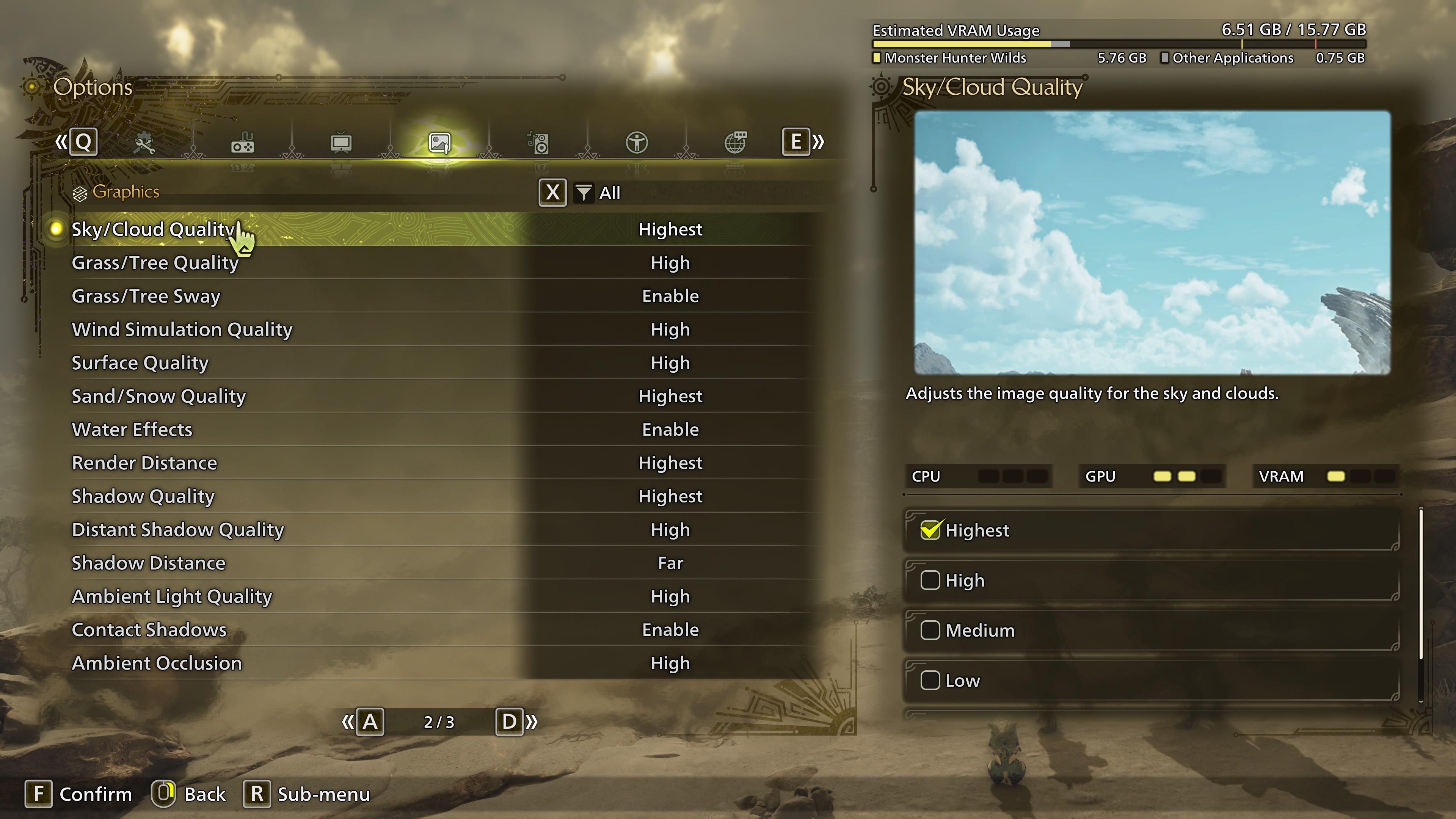 Monster Hunter Wilds PC graphics settings menus