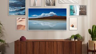 Samsung TV in art mode surrounded by photography