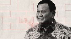 Photo collage of Indonesian president Prabowo Subianto