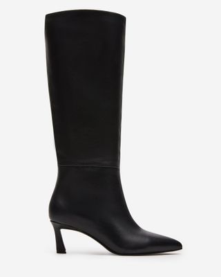 Lavan Black Leather Kitten Heel Knee High Boot | Women's Boots – Steve Madden