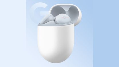 A leaked image of the Google Pixel Buds A in a new Sky Blue colourway