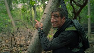 Bear Grylls in Netflix's Celebrity Bear Hunt.