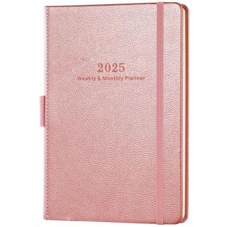 2025 Planner - Planner 2025 Weekly and Monthly With Stickers, 5.7" X 8.2", Jan 2025 - Dec 2025, 2025 Calendar Planner, Pen Holder, Inner Pocket, 44 Notes Pages - Rose Gold