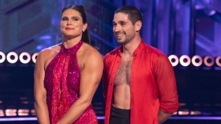 Ilona Maher and Alan Bersten getting feedback from judges during Dancing With the Stars' 500th episode.