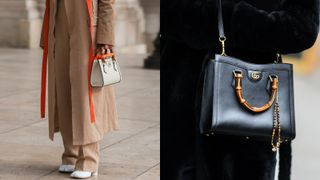 a composite of street style influencers carrying the best gucci bags diana