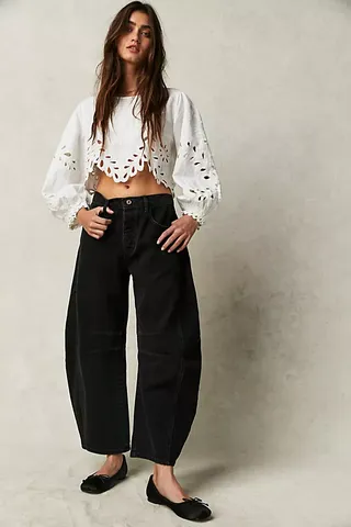 Free People, We The Free Good Luck Mid-Rise Barrel Jeans