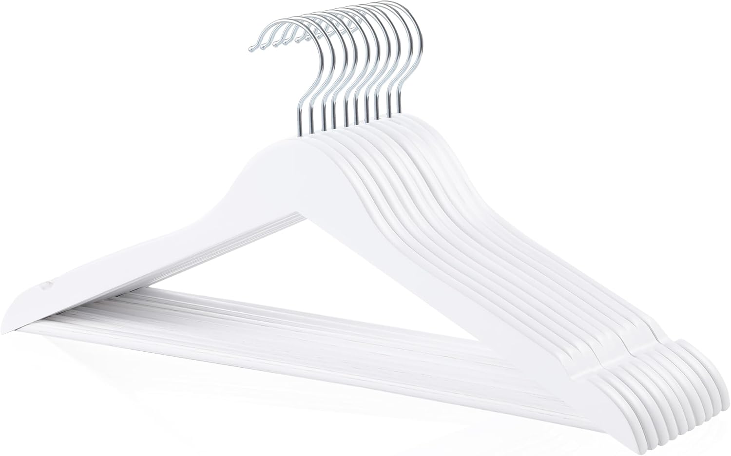 Amazon Basics Wood Suit Clothes Hangers, 10-Pack, 44 Cm, White