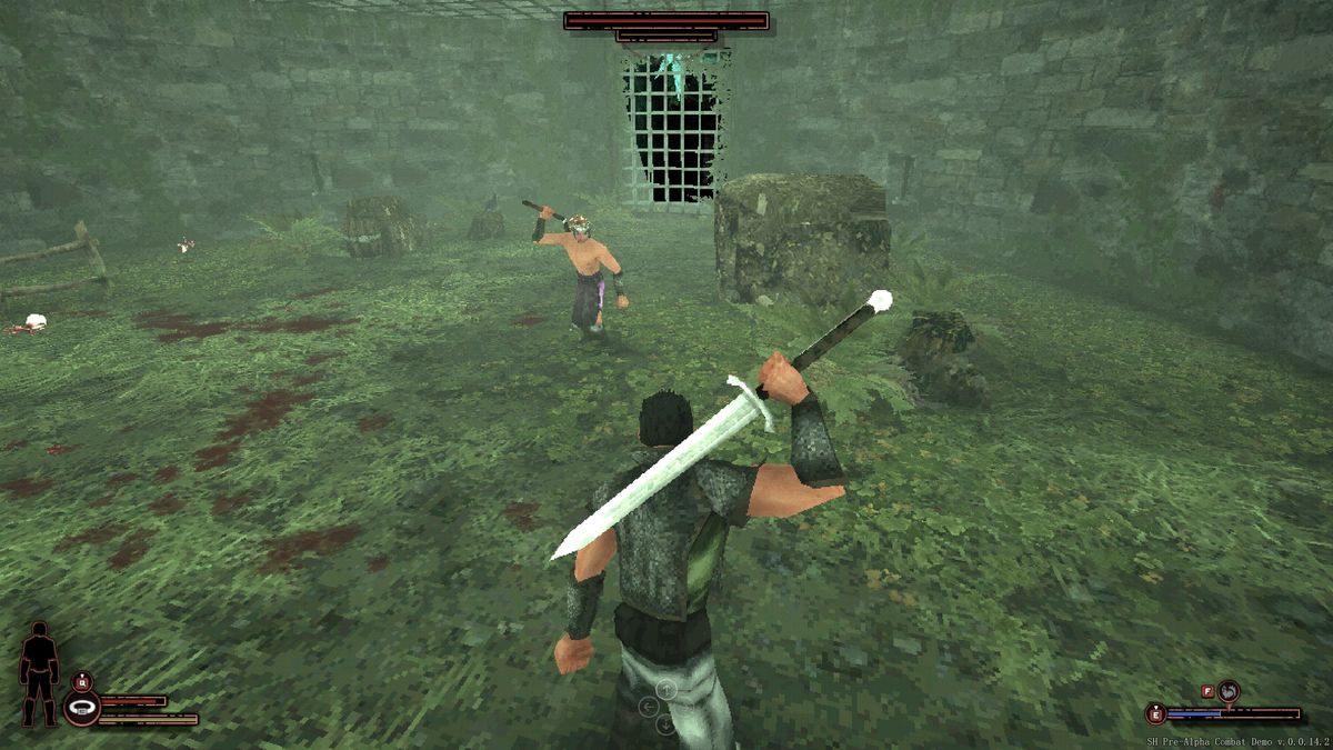 Sword Hero staring down opponent.