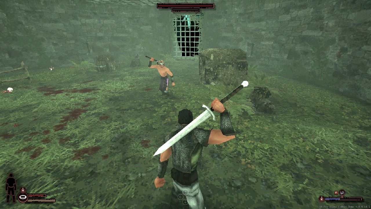 Sword Hero staring down opponent.