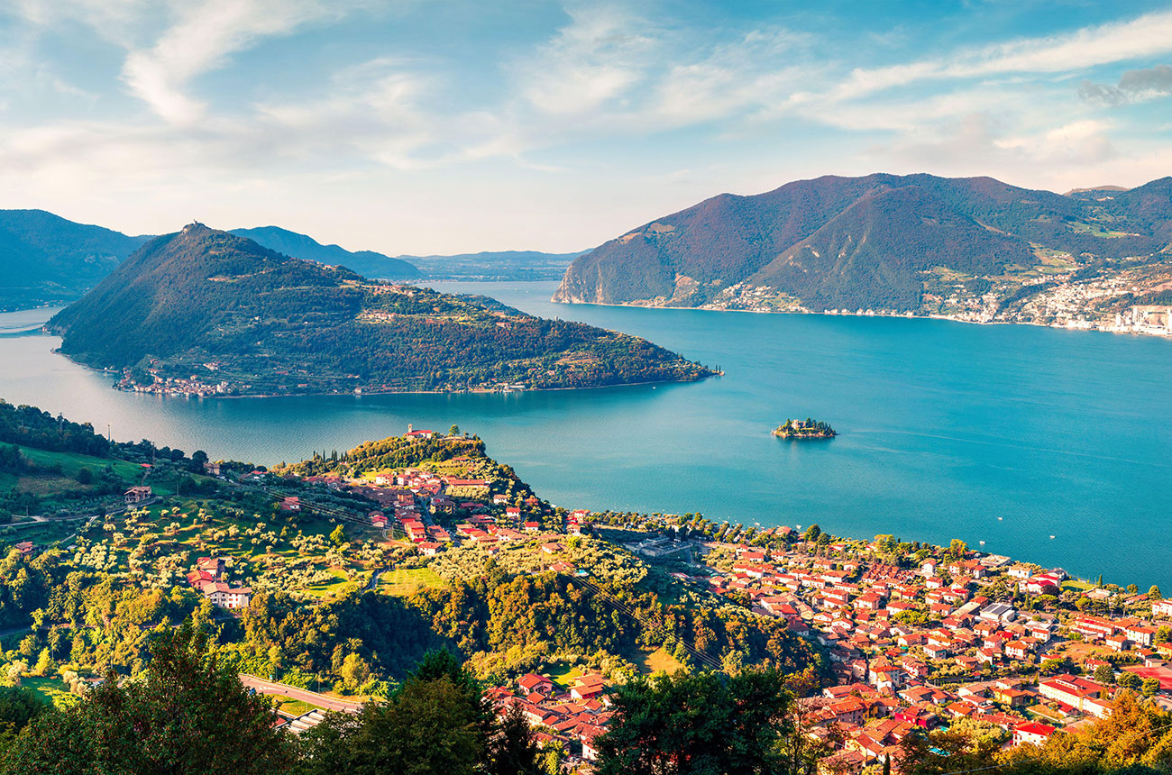 Franciacorta travel guide: a view across Lake Iseo.