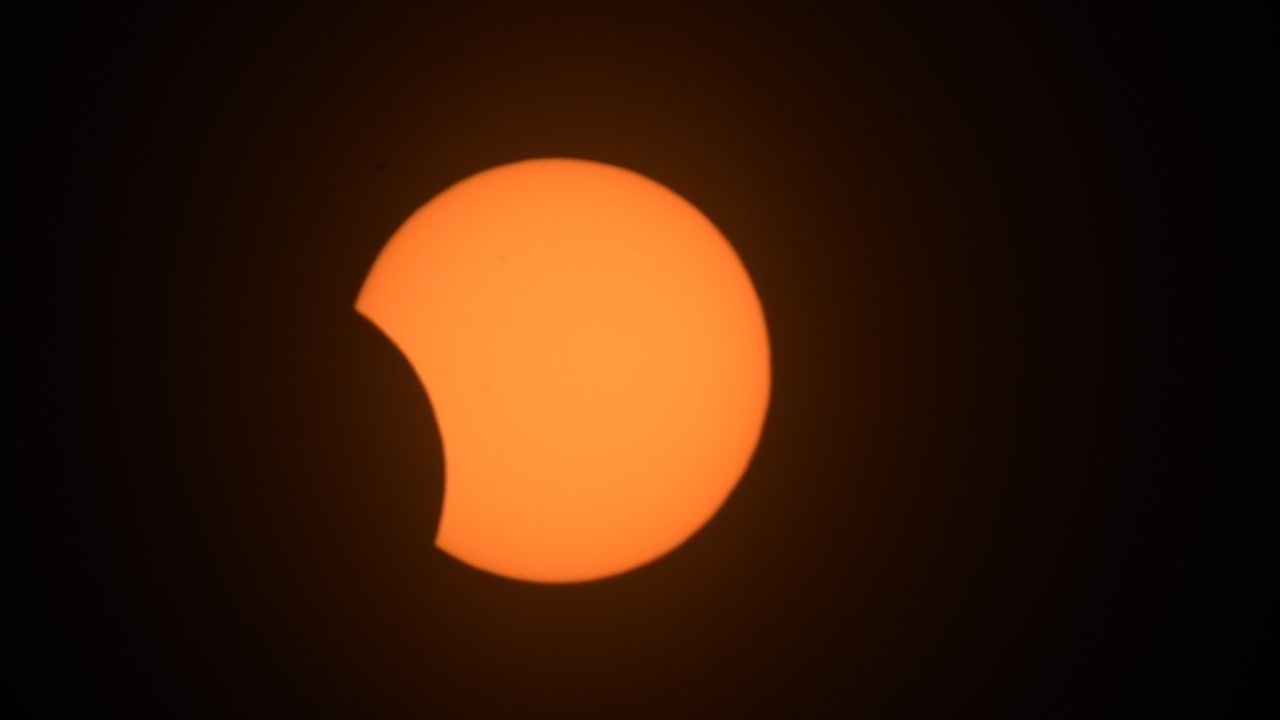 The partial solar eclipse of April 30, 2022, as seen from Vi&ntilde;a del Mar, Chile.