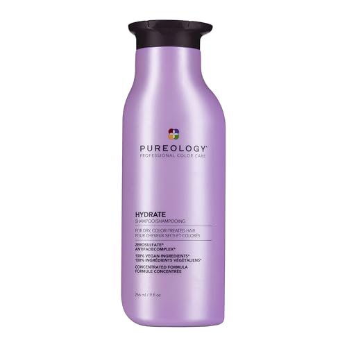 Pureology Hydrate Shampoo - for Dry or Color-Treated Hair, Intense Hydration & Softness, With Rose Extract & Green Tea, Vegan & Sulfate-Free, 9 Fl Oz