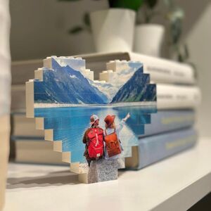 Personalised Lego Brick Heart Shape Photo Block Puzzle