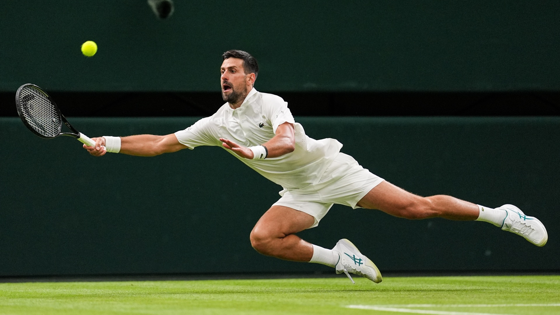 Novak Djokovic in action at Wimbledon 2026
