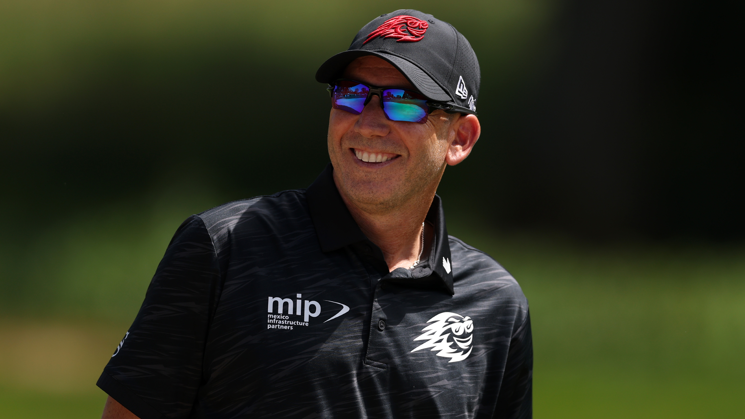 Sergio Garcia smiling during a tournament