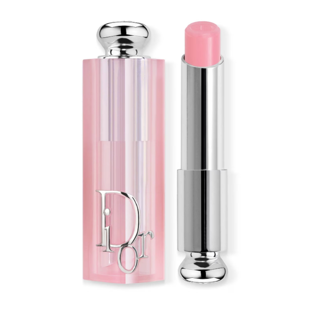 A product shot of the DIOR Dior Addict Lip Glow, which is a - 48-Hour Hydrating Lip Balm that offers pH-Activated Color, pictured on a white background 