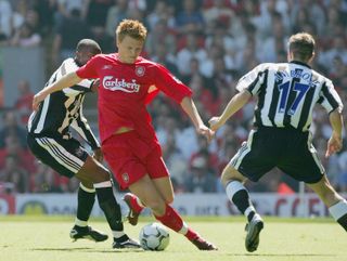 John Arne Riise in action for Liverpool against Newcastle United in May 2004.